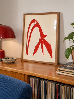 A Flamingo in Federal — framed artwork in a relaxed Scandinavian-inspired interior.