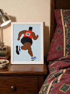 Big Red — 21x30 white framed print in an Amalfi Burgundy bedroom
