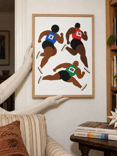 Fly Brothers — 30×40 cm print in an oak frame, styled room view.