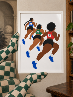 Girl Group — 30×40 cm, white frame, styled room view.