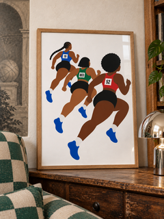 Girl Group — 42×59 cm, oak frame, styled room view.