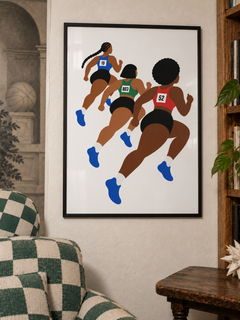 Girl Group — 60×80 cm, black frame, styled room view.