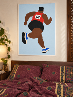 Big Red — 60x80 white framed print in an Amalfi Burgundy bedroom