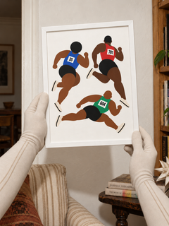 Fly Brothers — 21×30 cm print in a white frame, styled room view.
