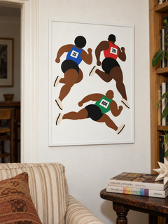 Fly Brothers — 60×80 cm print in a white frame, styled room view.